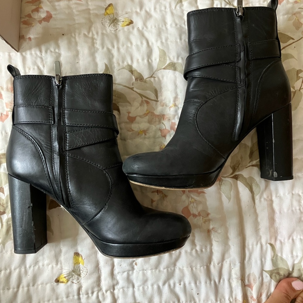 Clarks Black Leather Heeled Boots (Gabriel)